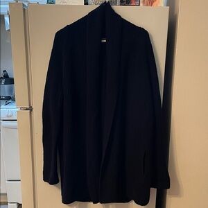 Vince Womens Large Yak Wool Black Oversized Thick Elite Pockets Cardigan Sweater